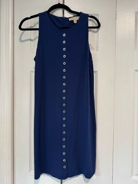 Michael Kors Navy Sleeveless Button-Front Shift Dress